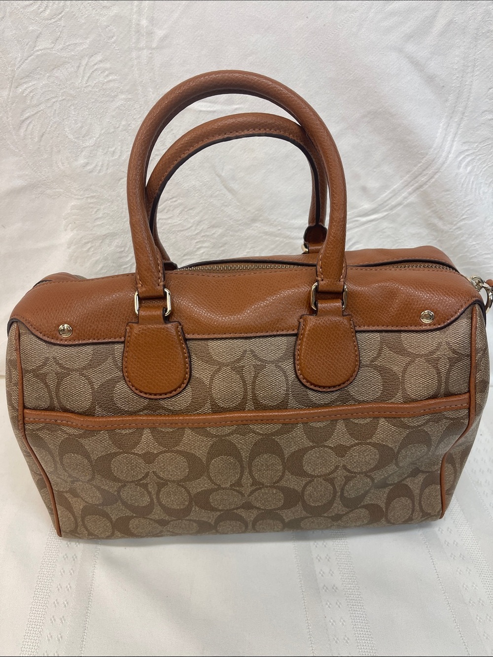 Coach Mini Bennett Satchel Signature Canvas smooth leather no strap - Picture 10 of 16
